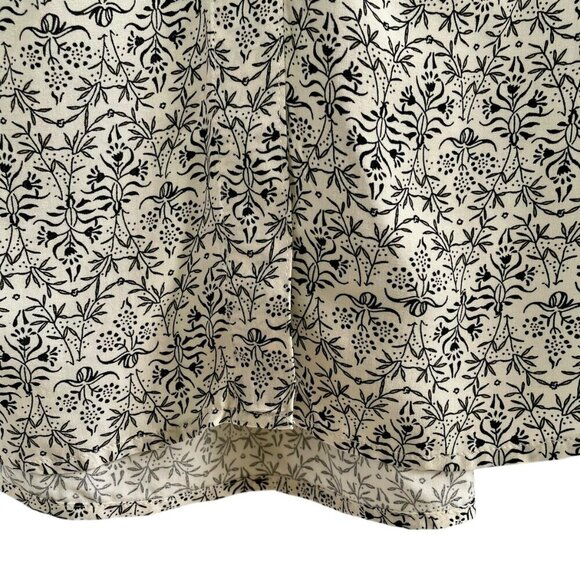 Max Studio Ruffle-Back Button-Down Blouse Black Floral on Cream Size XL - Picture 13 of 16